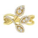 10K Yellow Gold 1/2 Cttw Round-Cut Diamond Layered Crossover Triple Leaf Bypass Ring (I-J Color, I1-I2 Clarity) - Size 7-3