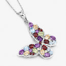 3.80 Carat Genuine Multi Stones .925 Sterling Silver Pendant-4