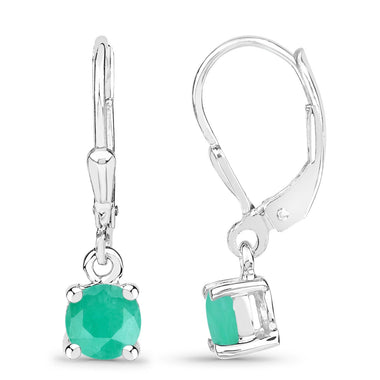 0.92 Carat Genuine Emerald .925 Sterling Silver Earrings - 0