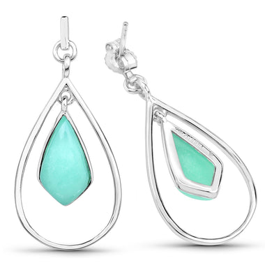 8.80 Carat Genuine Crysopharse .925 Sterling Silver Earrings - 0
