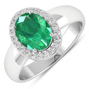 1.87 Carat Genuine Zambian Emerald and White Diamond 14K White Gold Ring-1
