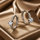 925 Sterling Silver Earrings with Pavé Setting CZ, Platinum Plated, 1.3x0.4cm, for Women-2
