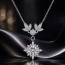 925 Sterling Silver Moissanite Pendant Necklace with Pavé Setting in White Gold - 40+5cm for Women-1