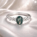 925 Sterling Silver Agate and CZ Pendant Ring Size 6 for Women-2
