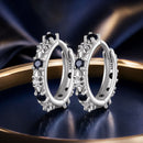 S925 Oxidized Silver Pavé CZ Earrings Size 14*2.5mm for Women-1