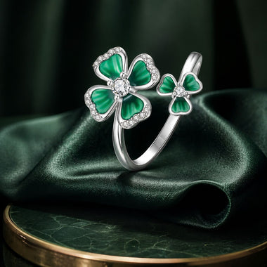 925 Sterling Silver Enamel Pavé CZ Ring for Women - 0