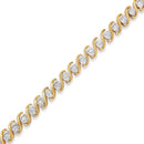 14K Yellow Gold Plated .925 Sterling Silver 1/2 Cttw Round Miracle-Set Diamond S-Curve Tennis Bracelet (I-J Color, I3 Clarity) - 7"-3