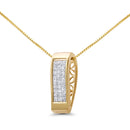 14K Yellow Gold 1/2 Cttw Invisible Set Princess Cut Diamond Vertical Bar Block Pendant 18" Necklace (H-I Color, SI2-I1 Clarity)-3