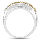 1.91 Carat Genuine Yellow Diamond and White Diamond .925 Sterling Silver Ring-2