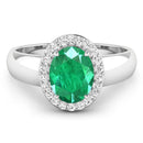 1.87 Carat Genuine Zambian Emerald and White Diamond 14K White Gold Ring-3