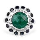 6.88 Carat Dyed Emerald & Blue Sapphire .925 Sterling Silver Ring-3