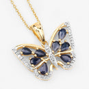 1.67 Carat Genuine Blue Sapphire and White Zircon .925 Sterling Silver Pendant-4