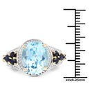14K Yellow Gold Plated 5.80 Carat Genuine Blue Topaz & Blue Sapphire .925 Sterling Silver Ring-3