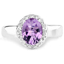 1.68 Carat Genuine  Amethyst and White Topaz .925 Sterling Silver Ring-3