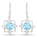 5.30 Carat Genuine Swiss Blue Topaz .925 Sterling Silver Earrings-1