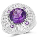 5.58 Carat Genuine Amethyst and White Topaz .925 Sterling Silver Ring-1