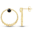 0.38 Carat Genuine Blue Sapphire and White Diamond 10K Yellow Gold Earrings-2