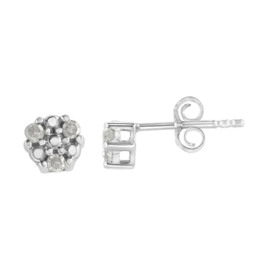 .925 Sterling Silver 1/10 cttw Prong Set Round-Cut Trio Diamond Stud Earrings (I-J Color, I3 Clarity) - 0
