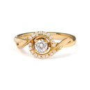 14K Yellow Gold 1/3 Cttw Diamond Solitaire and Halo Swirl Engagement Ring (G-H Color, VS2-SI1 Clarity)- Size 7-1