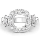 0.73 Carat Genuine White Diamond 14K White Gold Semi Mount Ring - holds 8x8mm Cushion Gemstone-4