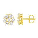 14K Yellow Gold 1.0 Cttw Diamond Flower Earring (J-K Color, I1-I2 Clarity)-2