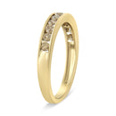 14K Yellow Gold Plated .925 Sterling Silver 1/2 Cttw Channel Set Round Champagne Diamond 11 Stone Band Ring (K-L Color, I1-I2 Clarity) - Size 7-3