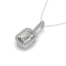 Halo Pendant With Emerald Center Diamond in 14k White Gold (1 1/5 cttw)-2