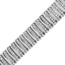 .925 Sterling Silver 8 1/2 Cttw Diamond 7 Row Chevron "S" Curved Link Tennis Bracelet (I-J color, I1-I2 clarity) - 7.25"-3