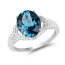 4.26 Carat Genuine London Blue Topaz & White Topaz .925 Sterling Silver Ring-1
