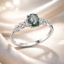 925 Sterling Silver Agate and CZ Pendant Ring Size 6 for Women-3