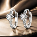 925 Sterling Silver Earrings with Pavé Setting CZ, Platinum Plated, 1.3x0.4cm, for Women-1