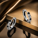S925 Oxidized Silver Pavé CZ Earrings Size 14*2.5mm for Women-2