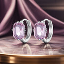 925 Sterling Silver Earrings with Transparent Glass, 12x7mm, for Women-1
