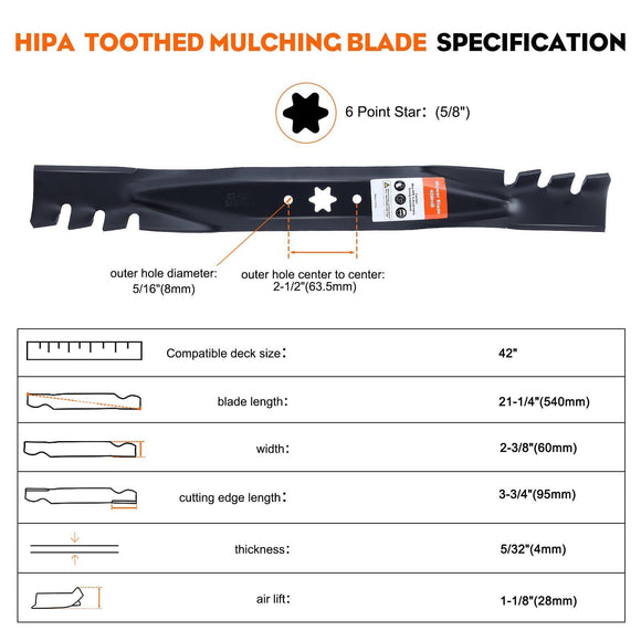 42 Inch Mulching Blades for Troy Bilt Mustang Cub Cadet XT1 XT2 LT42 LTX1040 RZT-L42 Mower Replace 942-0616 742-0616 942-04126 942-04308-X