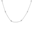 14K White Gold 1.00 Cttw Bezel Set Round Diamond Marquise Shaped Milgrain Station 18" Collar Necklace (G-H Color, SI1-SI2 Clarity)-1