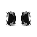14K White Gold 3.00 Cttw Oval Cut Black Diamond Solitaire Stud Earrings (Black Color, I2-I3 Clarity)-1