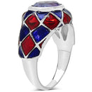 2.16 Carat Genuine Amethyst & White Diamond .925 Sterling Silver Ring-2