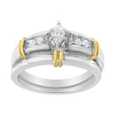 14K Yellow and White Gold 1/3 Cttw Marquise Diamond Cocktail Engagement Ring Set (H-I Color, SI1-SI2 Clarity) - Size 7-2
