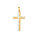14k Two Tone Gold High Polish Diamond Cut Cross Pendant-2