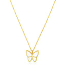 14k Yellow Gold High Polish Butterfly Peral Paste Necklace-3