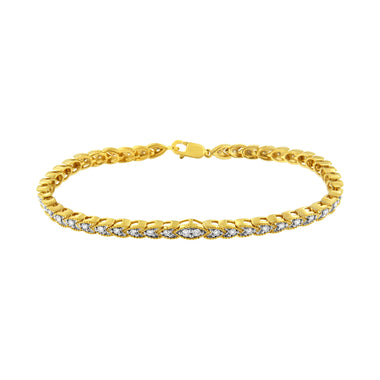 10K Yellow Gold Plated .925 Sterling Silver 1 cttw Prong-Set Diamond Pear Shape Link Bracelet (I-J Color, I1-I2 Clarity) - 7.25" - 0