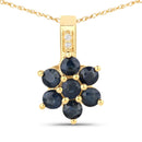 0.43 Carat Genuine Blue Sapphire and White Diamond 10K Yellow Gold Pendant-1