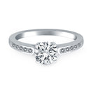 14k White Gold Diamond Channel Cathedral Engagement Ring-2