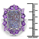 5.97 Carat Genuine Drusy Quartz and Amethyst .925 Sterling Silver Ring-3