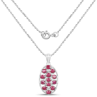 2.86 Carat Glass Filled Ruby .925 Sterling Silver Pendant - 0