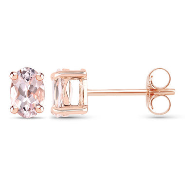 18K Rose Gold Plated 0.80 Carat Genuine Morganite .925 Sterling Silver Earrings - 0