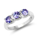 1.05 Carat Genuine Tanzanite .925 Sterling Silver Ring-1