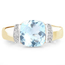 14K Yellow Gold Plated 3.62 Carat Genuine Blue Topaz & White Topaz .925 Sterling Silver Ring-3