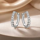 925 Sterling Silver Earrings with Pavé Setting CZ, Size 1.2*0.2cm for Women-1