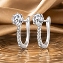 925 Sterling Silver Earrings with Pavé Setting CZ, Platinum Plated, 16x5.5mm for Women-1